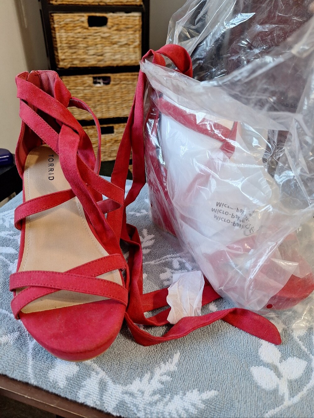 torrid Red Suede Wrap Lace Heeled Sandals